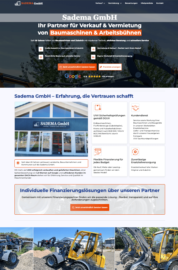 Sadema GmbH - Website Screenshot
